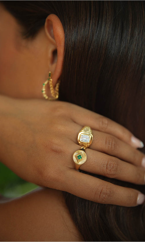 Paul Valentine Emerald Ring White Kostenloser Versand international