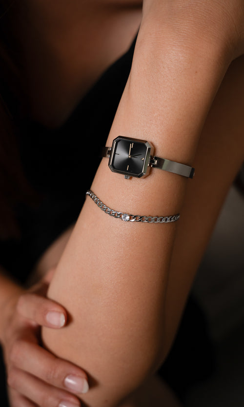 Paul Valentine Ethereal Watch & Curb Bracelet Set Silver Letzter Tag
