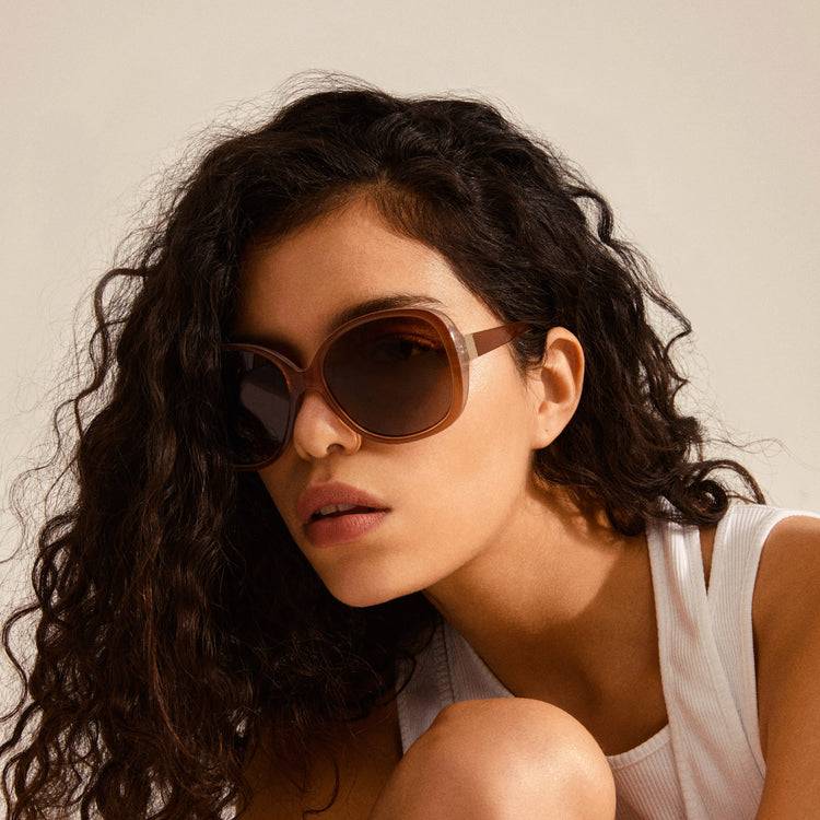Pilgrim PARKER Retro-Oversized-Sonnenbrille, Hellbraun Exklusivangebot