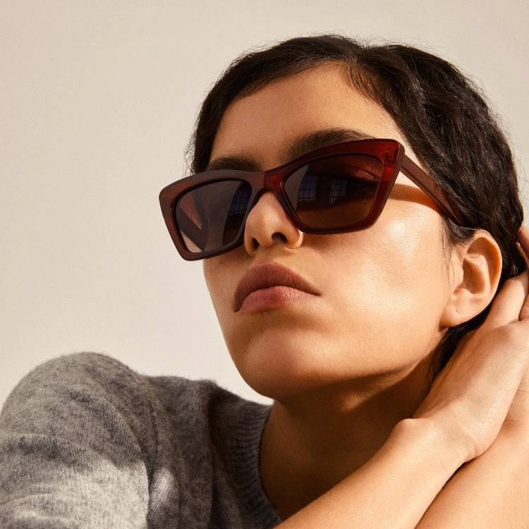 Pilgrim DAKOTA eckige Cat-Eye-Sonnenbrille braun Black Friday