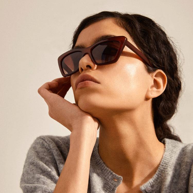 Pilgrim DAKOTA eckige Cat-Eye-Sonnenbrille braun Black Friday