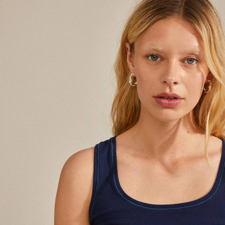 Pilgrim SUN recycelte, gedrehte Hoops versilbert Neueste Stile
