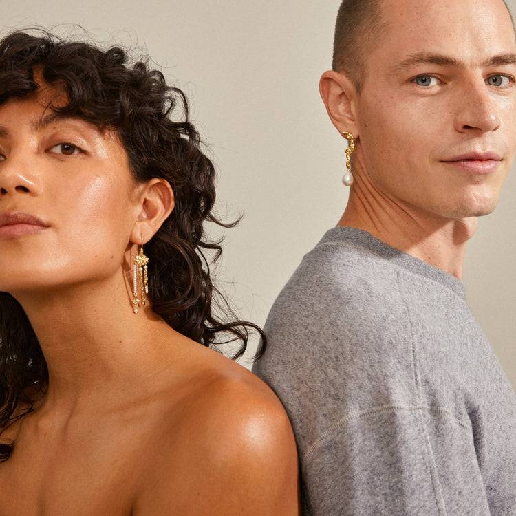 Pilgrim MOON recycelte Ohrringe vergoldet Discount Store für neue Produkte