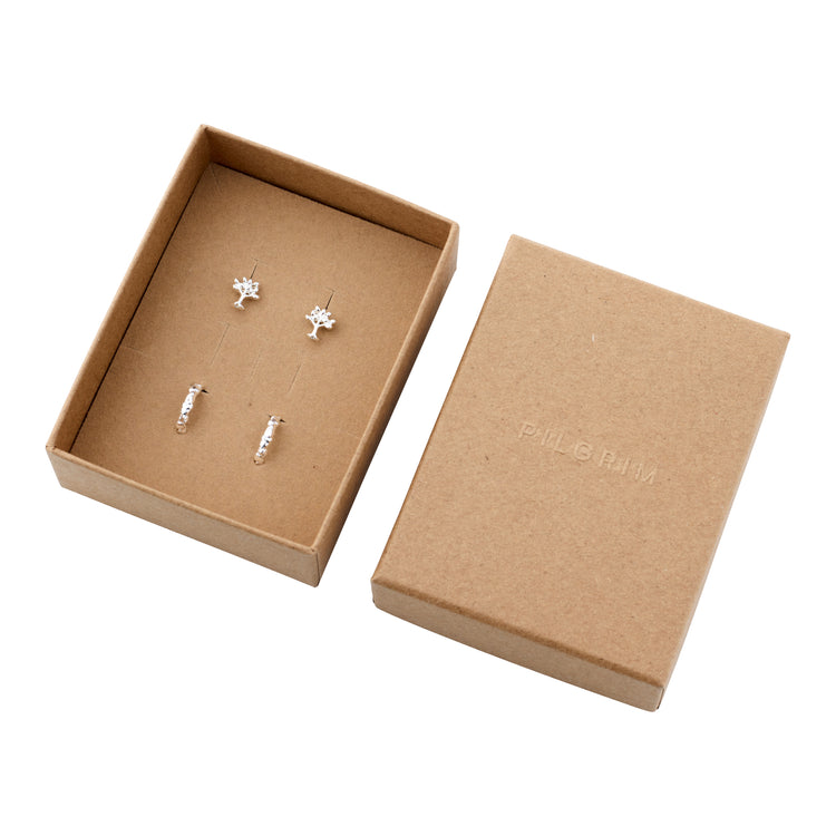 Pilgrim PIPER recyceltes Geschenkset, 2-in-1-Set, versilbert Begrenztes Angebot