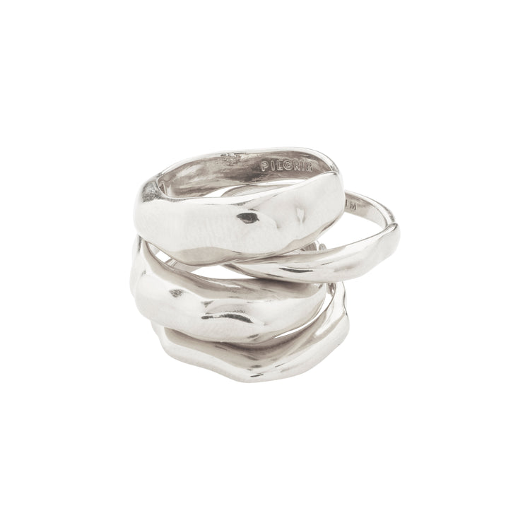 Pilgrim ASHER recycelte Ringe 4-in-1-Set versilbert Zeitlich begrenztes Angebot