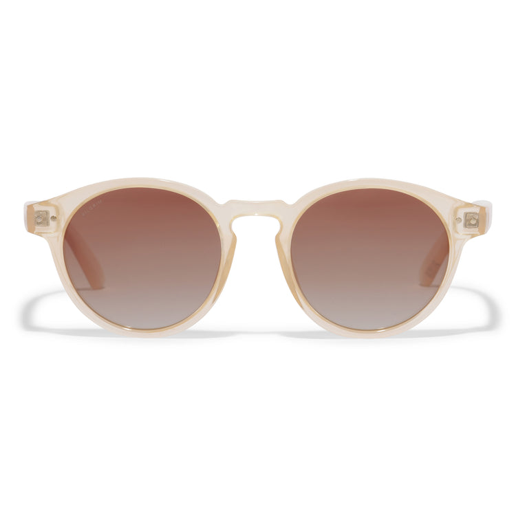 Pilgrim KYRIE klassische runde Sonnenbrille hellbeige im Angebot