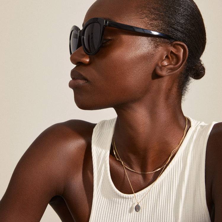 Pilgrim MARLENE recycelte Cat-Eye-Sonnenbrille schwarz Heißer Verkauf