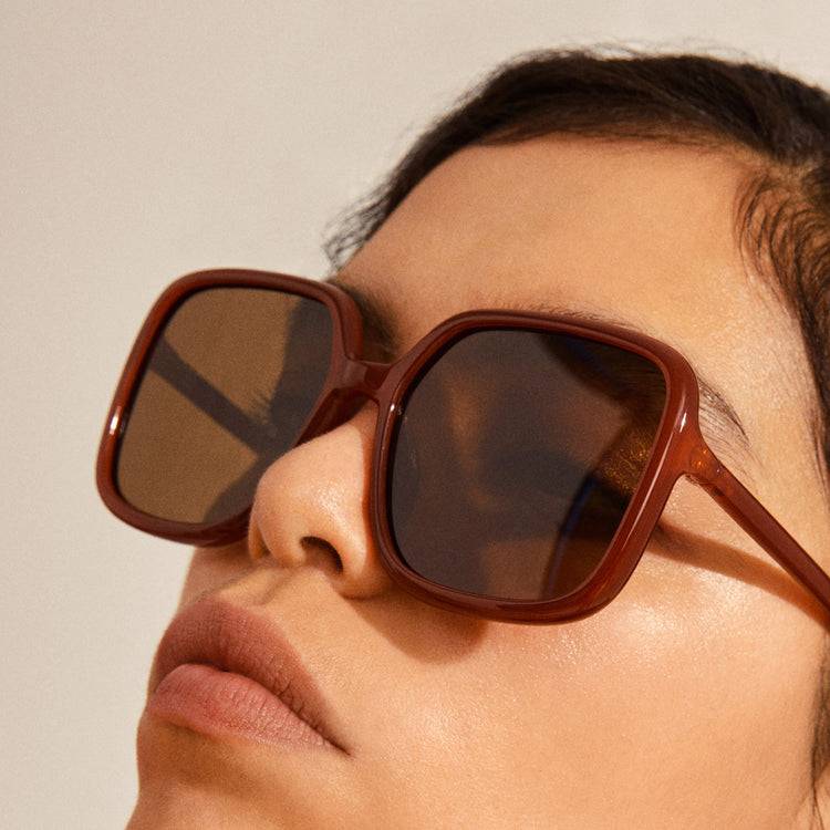 Pilgrim MILAN oversized Retro-Sonnenbrille braun Top Angebot