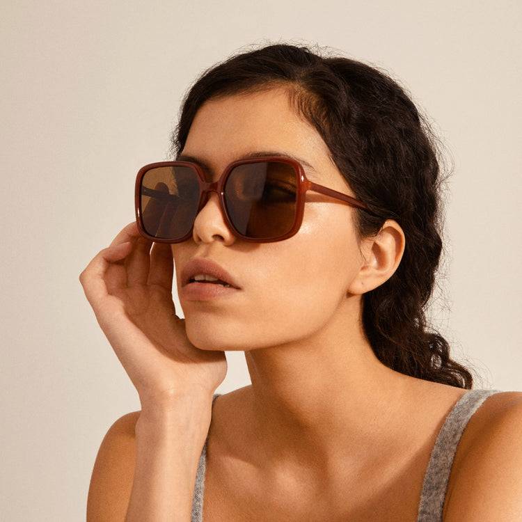 Pilgrim MILAN oversized Retro-Sonnenbrille braun Top Angebot