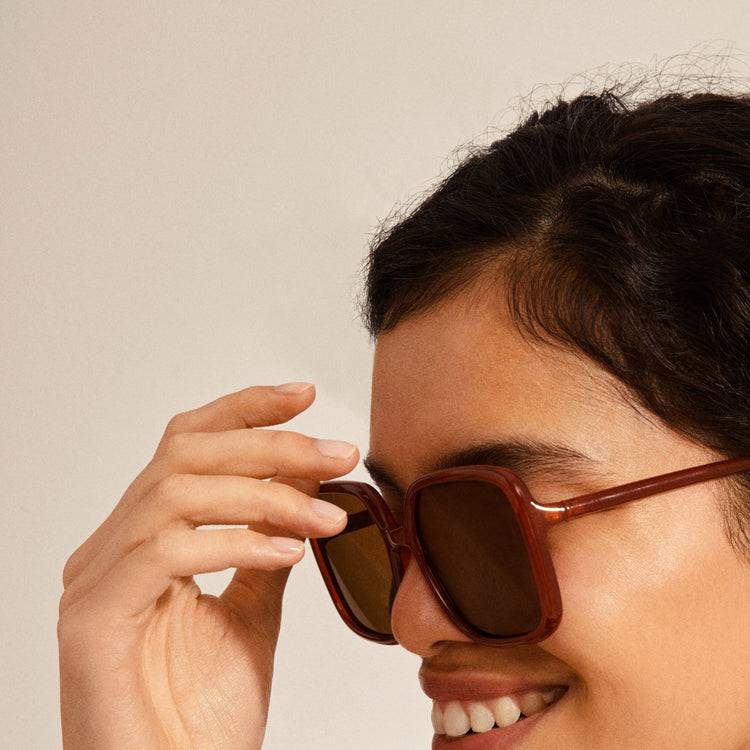 Pilgrim MILAN oversized Retro-Sonnenbrille braun Top Angebot