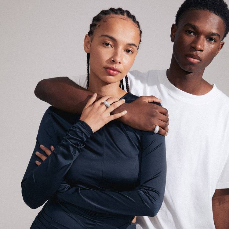 Pilgrim FOCUS recycelte Kristall Ring versilbert Im Verkauf