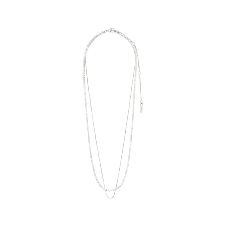 Pilgrim MILLE Kristall-Halskette, 2-in-1, versilbert Super Rabatt