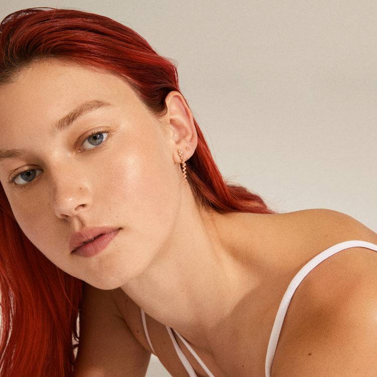 Pilgrim JOLENE recycelte Kettenohrringe 2-in-1, mit Roségold platt Fabrikladen