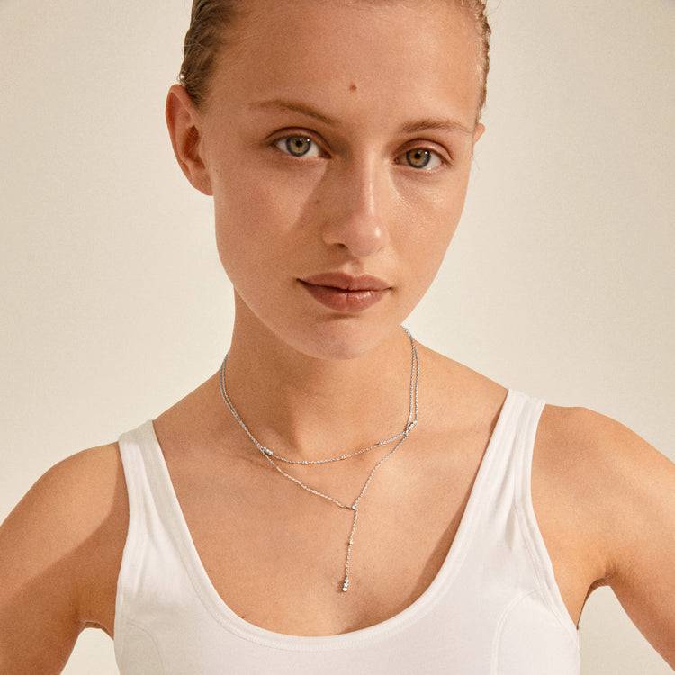 Pilgrim KAMARI recycelte chain Halskette m. Kristallen, versilbert Black Friday