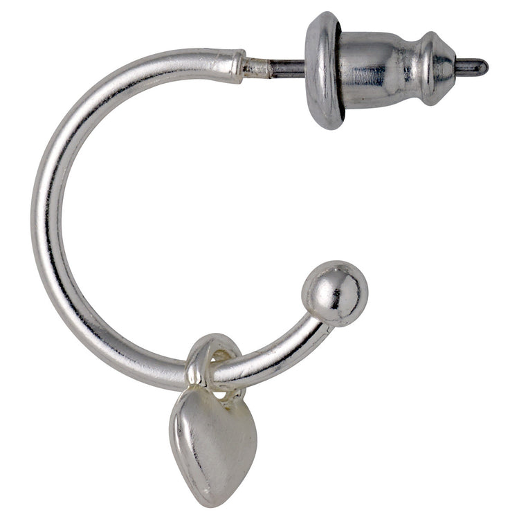Pilgrim SOPHIA recycelte Huggie-Hoops mit Herzanhänger, versilbert Begrenztes Angebot