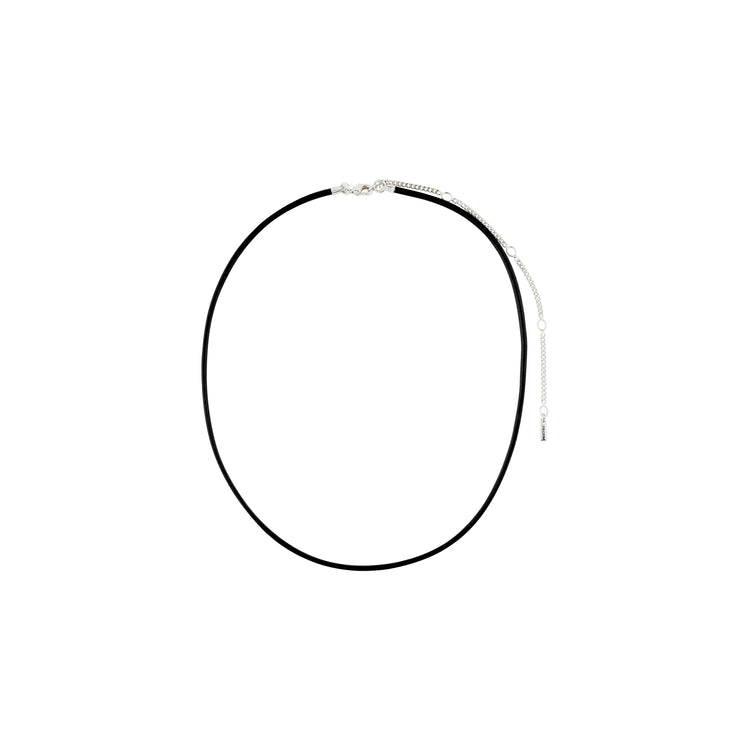 Pilgrim CHARM Lederband-Halskette, schwarz/versilbert Bis zu 65% Rabatt