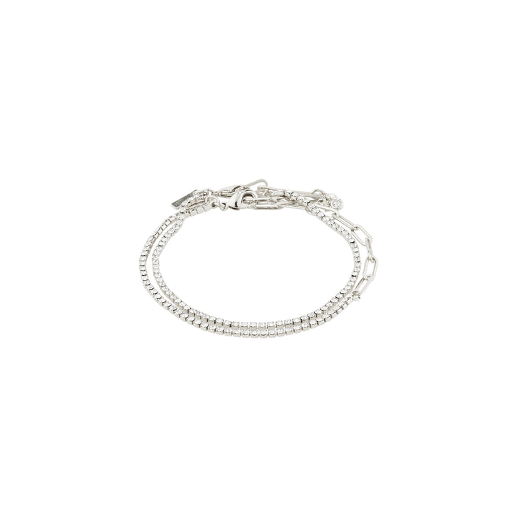 Pilgrim ROWAN Kristallarmband, 2-in-1, versilbert Online Outlet