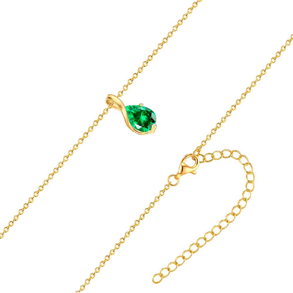 Rafaela Donata Kette mit Anhänger Sterling Silber gelbgold Zirkonia grün Sonderangebot