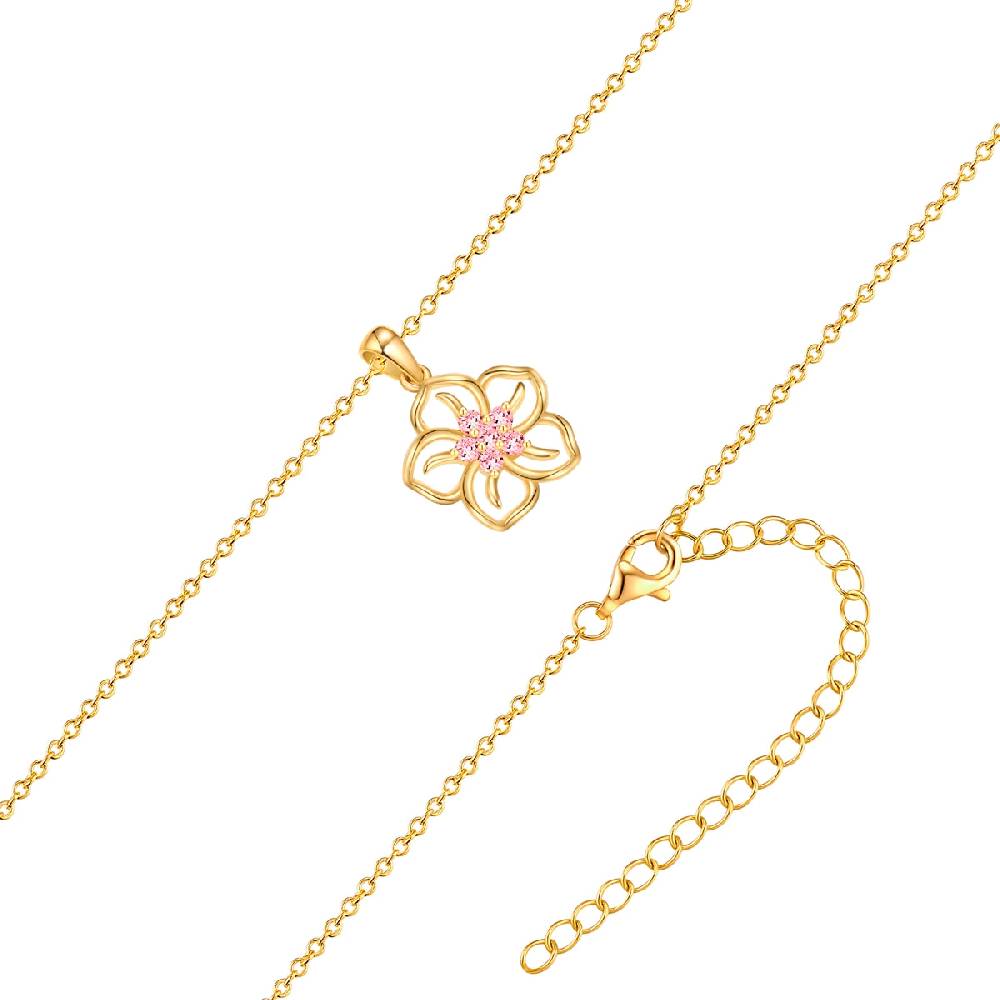 Rafaela Donata Kette mit Anhänger Sterling Silber gelbgold Zirkonia rosa Großer Ausverkauf