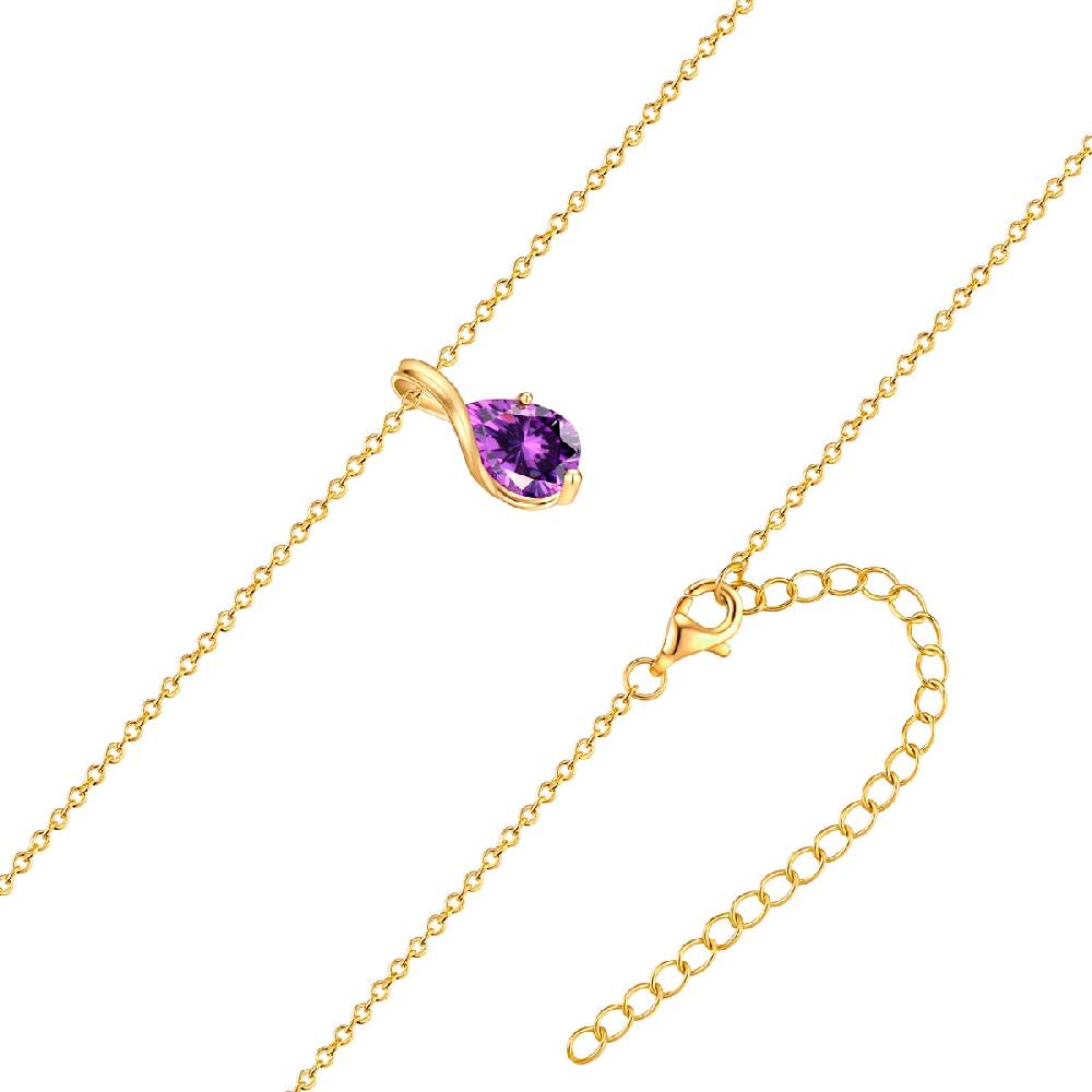 Rafaela Donata Kette mit Anhänger Sterling Silber gelbgold Zirkonia violett Flash Sale