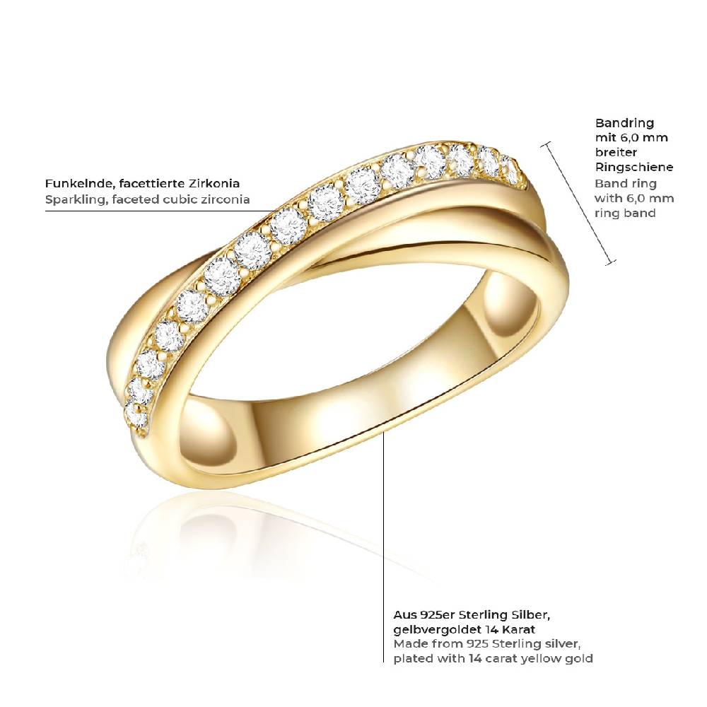 Rafaela Donata Ring Sterling Silber gelbgold Zirkonia weiß Kostenloser Versand international