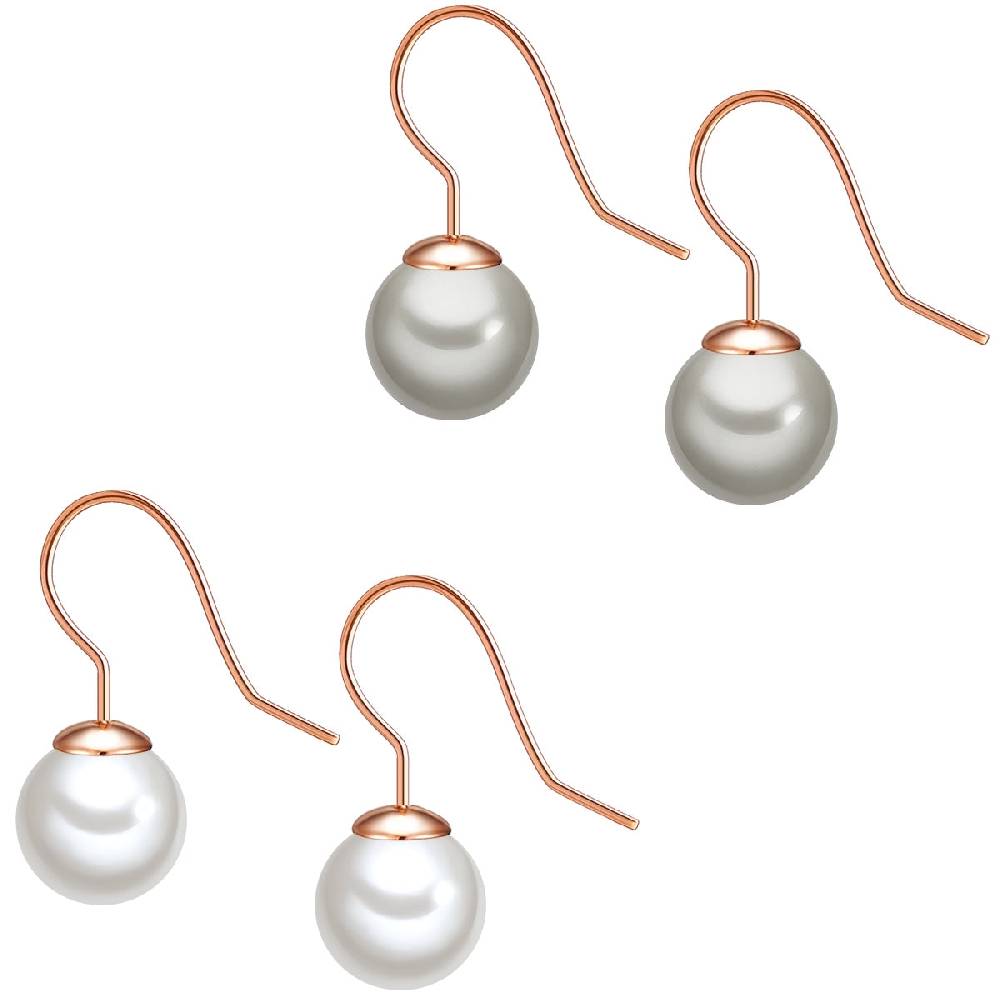 Rafaela Donata 2er Set Perlenohrhänger Sterling Silber roségold Muschelkernperle weiß silbergrau Cyber Monday