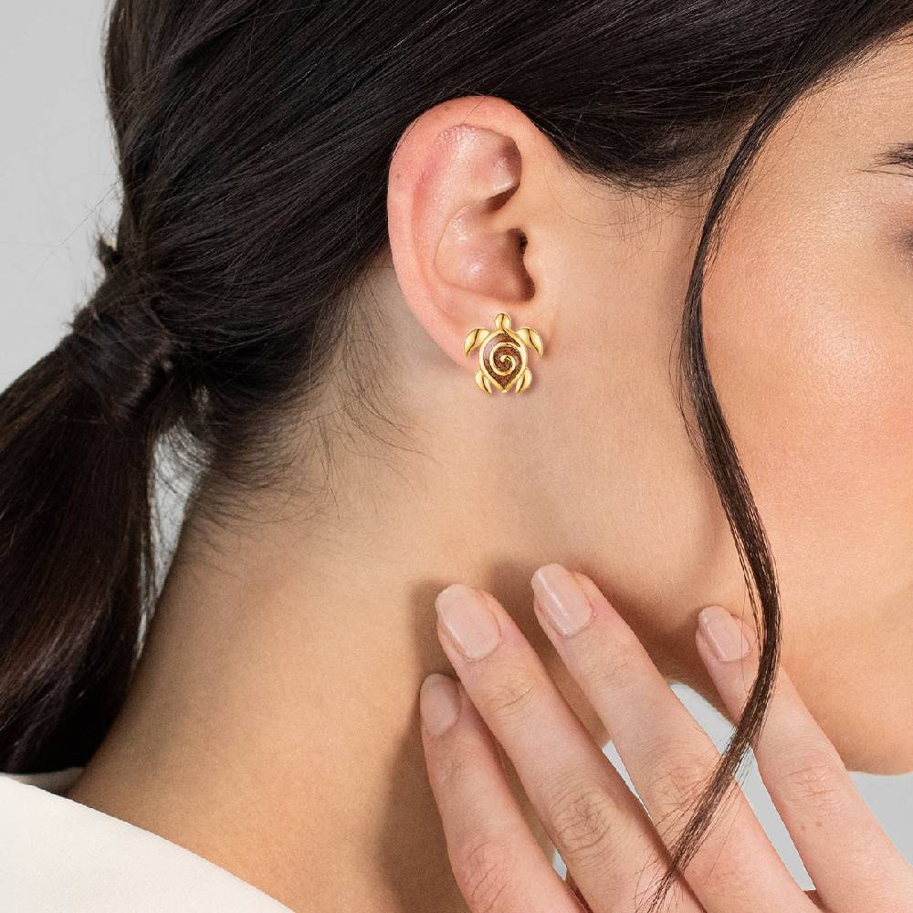 Rafaela Donata Ohrstecker Sterling Silber gelbgold Emaille braun Valentinstagsangebot