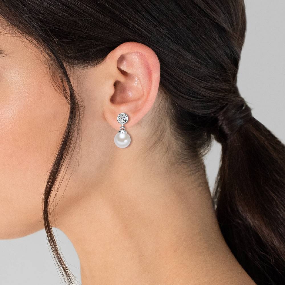 Rafaela Donata Ohrstecker Sterling Silber Südsee-Muschelkernperle weiß Zirkonia weiß Heißer Verkauf