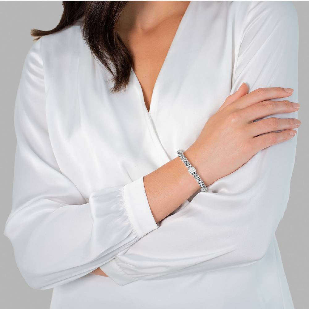 Rafaela Donata Armband Edelstahl silber Glas weiß zollfrei