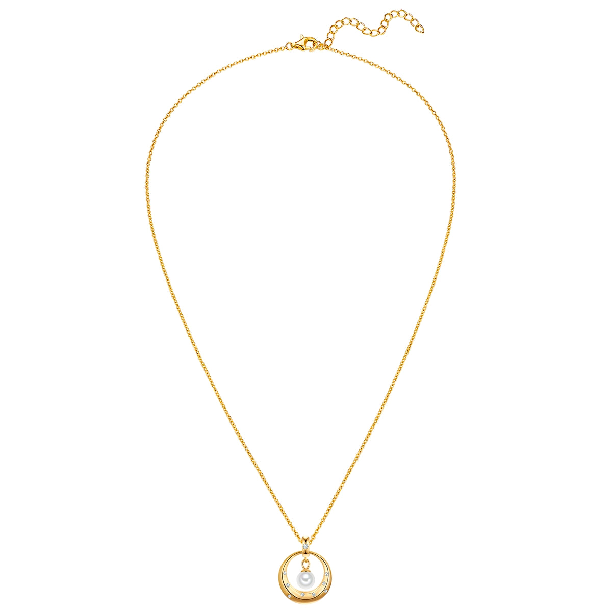 Rafaela Donata Kette mit Anhänger Sterling Silber gelbgold Muschelkernperle weiß Zirkonia weiß Outlet