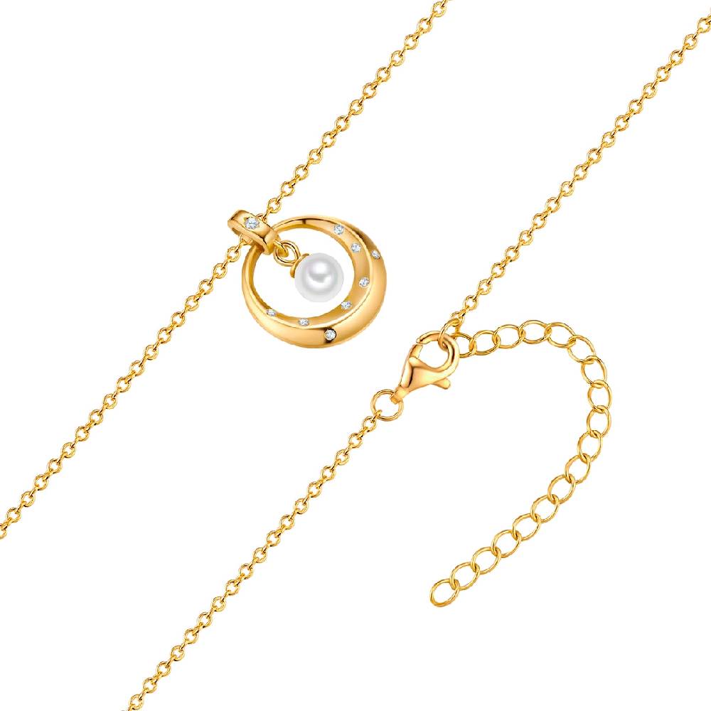 Rafaela Donata Kette mit Anhänger Sterling Silber gelbgold Muschelkernperle weiß Zirkonia weiß Outlet