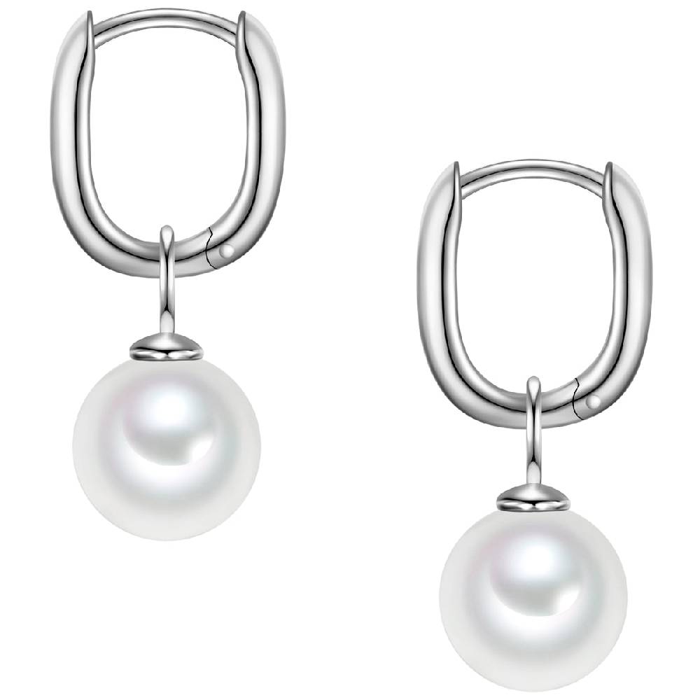Rafaela Donata Creolen Sterling Silber Zirkonia weiß Muschelkernperle weiß Lagerräumung