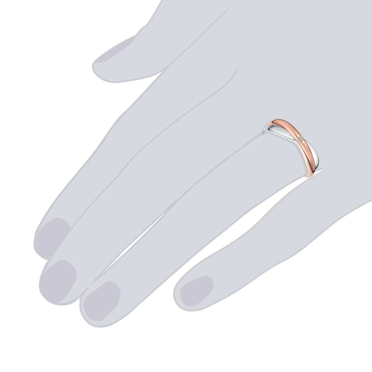 Rafaela Donata Ring Sterling Silber bi-Color Diamant weiß Im Verkauf