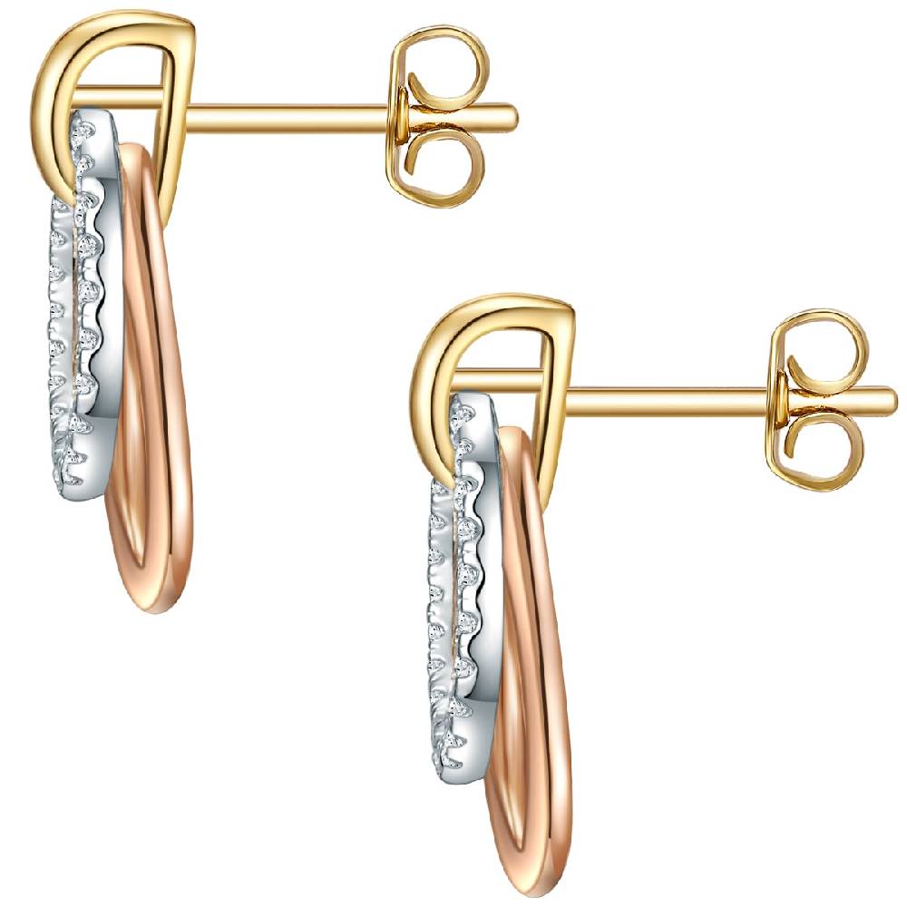 Rafaela Donata Ohrstecker Sterling Silber tri-Color Zirkonia weiß Online Outlet