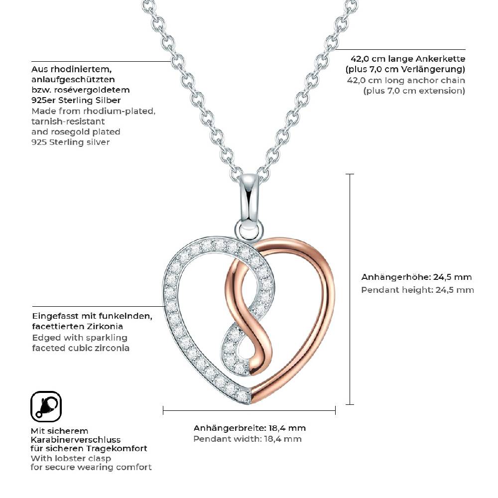 Rafaela Donata Kette mit Anhänger Sterling Silber bi-Color Zirkonia weiß 2025