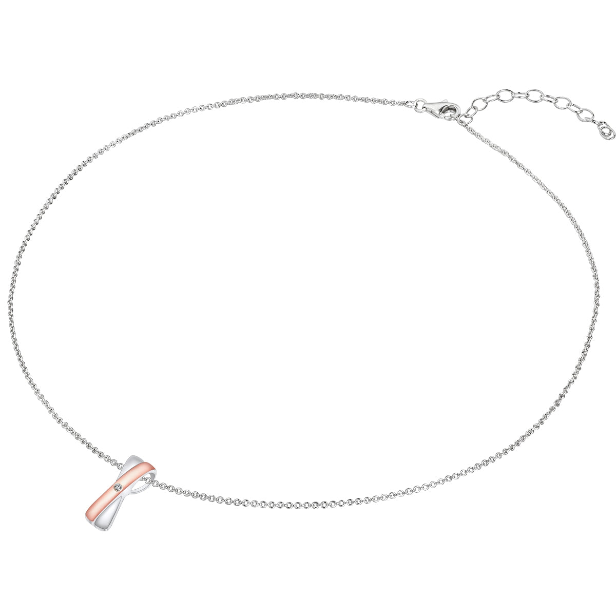 Rafaela Donata Kette mit Anhänger Sterling Silber bi-Color Diamant weiß Sonderangebot