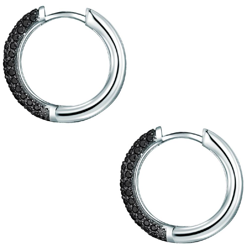 Rafaela Donata Klappcreolen Sterling Silber Zirkonia schwarz Top Angebot