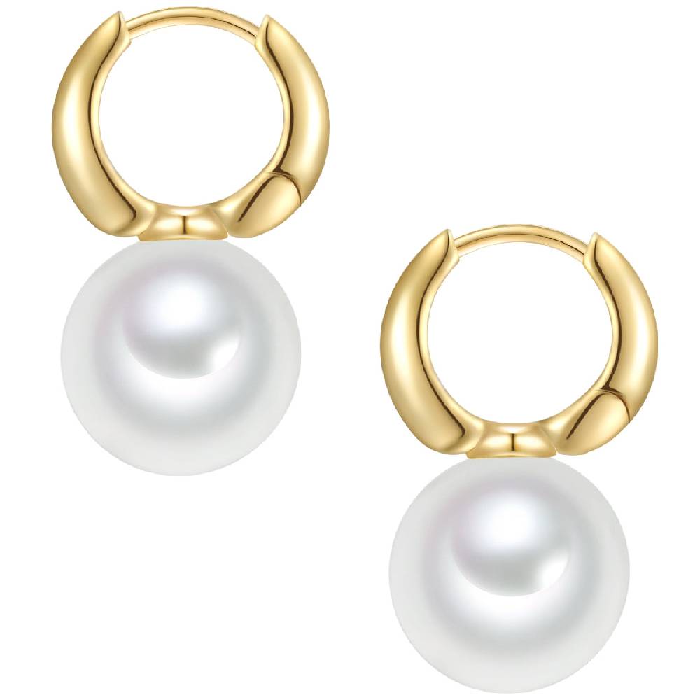 Rafaela Donata Creolen Sterling Silber gelbgold Muschelkernperle weiß Saisonale Angebote