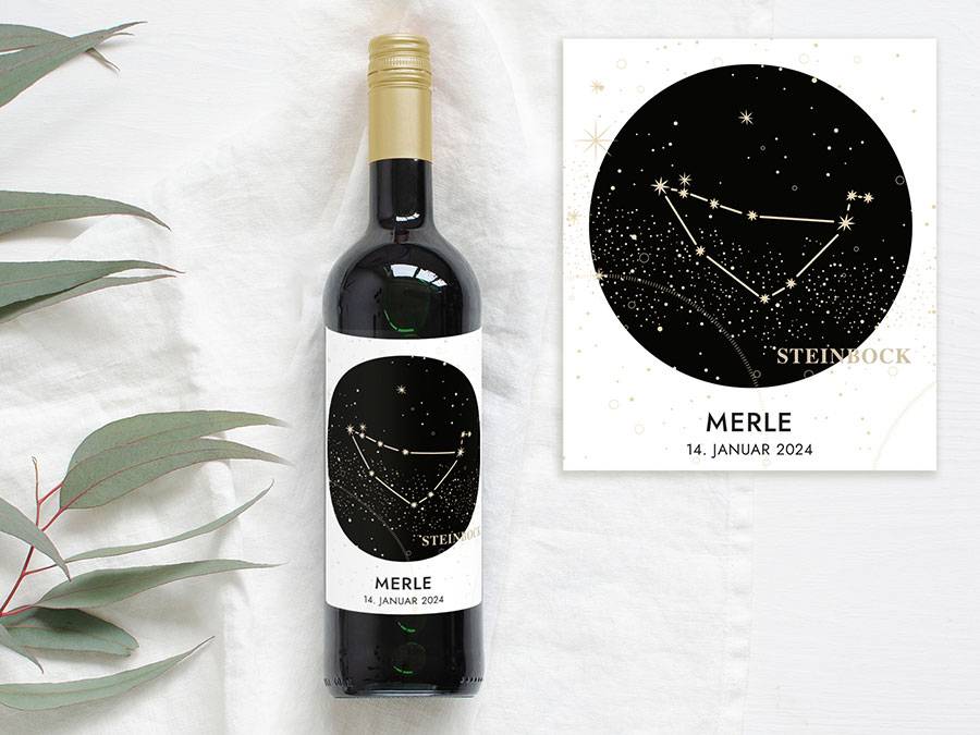 Renna Deluxe Personalisiertes Weinlabel mit Sternzeichen als Geschenk Zeitlich begrenztes Angebot