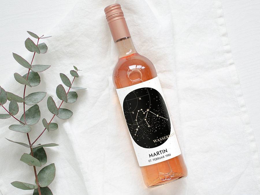 Renna Deluxe Personalisiertes Weinlabel mit Sternzeichen als Geschenk Zeitlich begrenztes Angebot