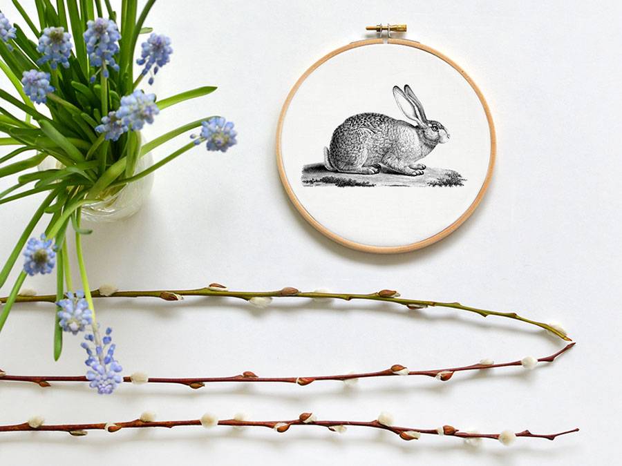 Renna Deluxe Hase _ Bild im Stickrahmen Speichern exportieren