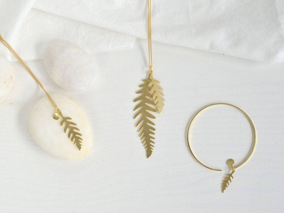 Renna Deluxe Farn Ohrringe in Gold Outlet