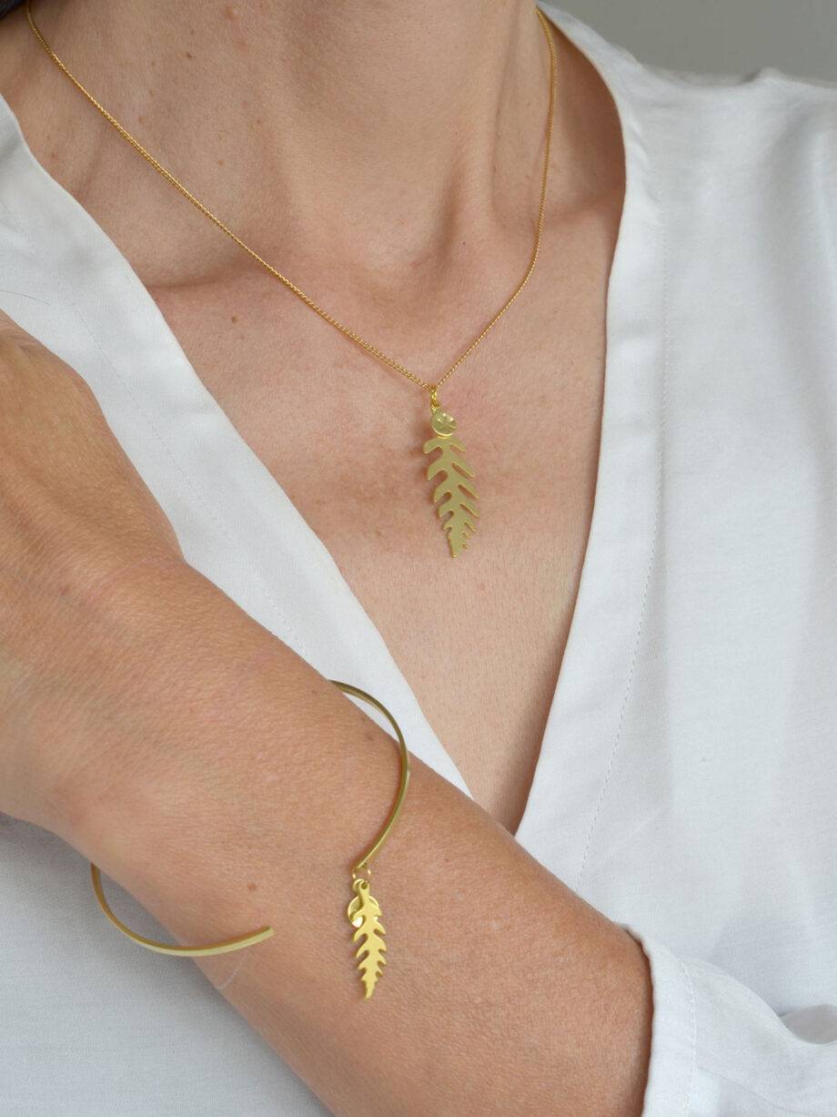 Renna Deluxe Farn Ohrringe in Gold Outlet