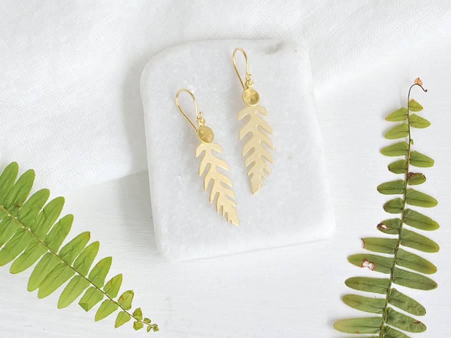 Renna Deluxe Farn Ohrringe in Gold Outlet