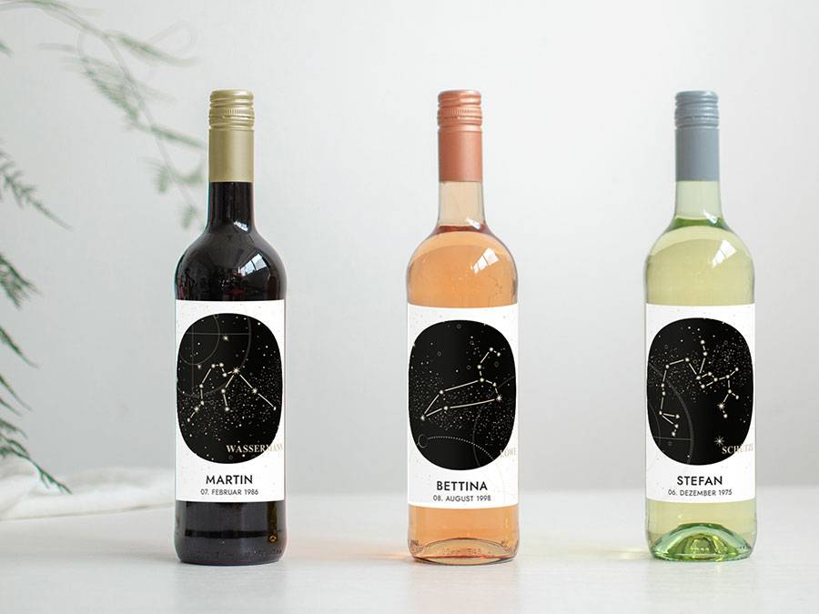 Renna Deluxe Sternzeichen Steinbock | Personalisiertes Weinlabel Letzte 2 Tage