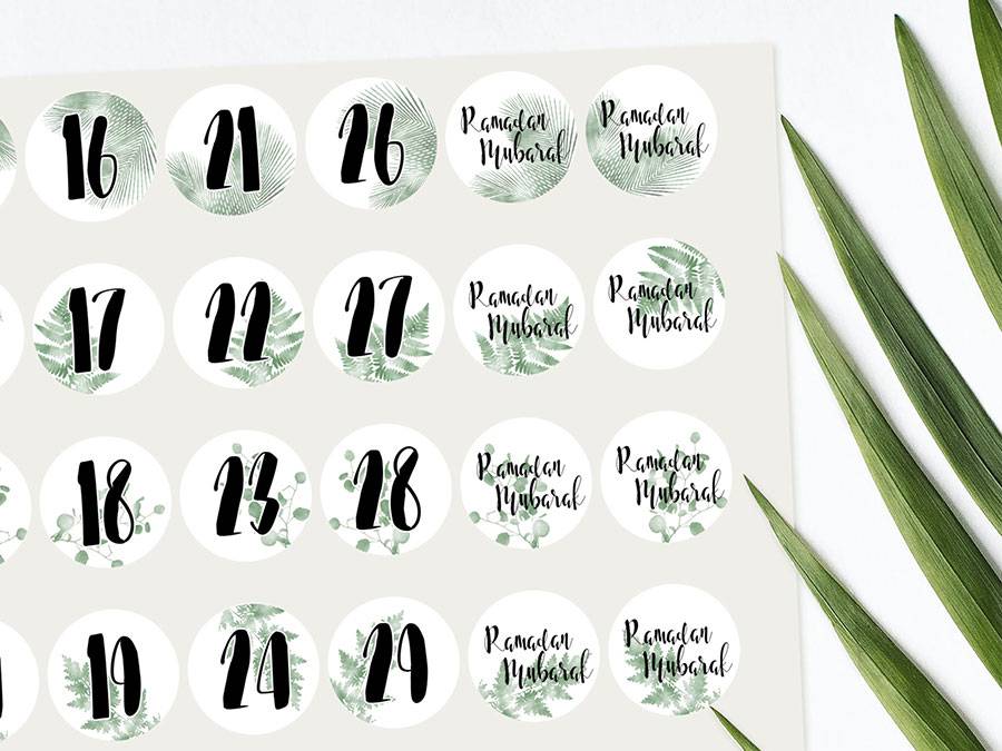 Renna Deluxe RAMADAN Kalender Zahlensticker mit schwarzen Tüten Black Friday