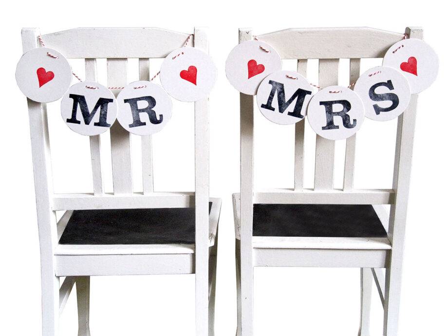 Renna Deluxe MR & MRS Stuhldeko Girlanden zur Hochzeit Bis zu 65% Rabatt