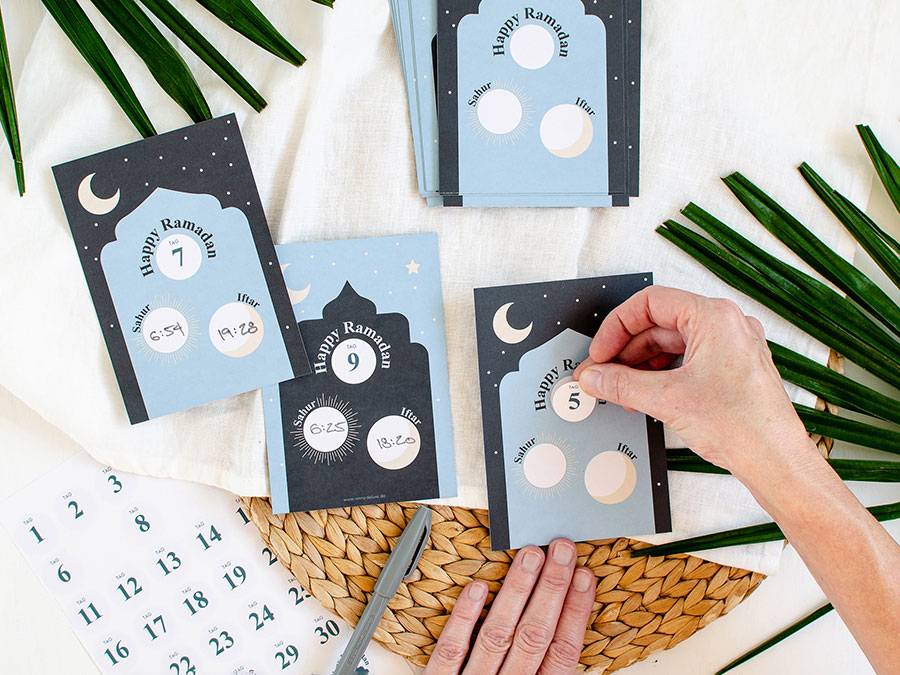 Renna Deluxe RAMADAN Kalender Karten für Sahur und Iftar Nur noch ein Tag übrig