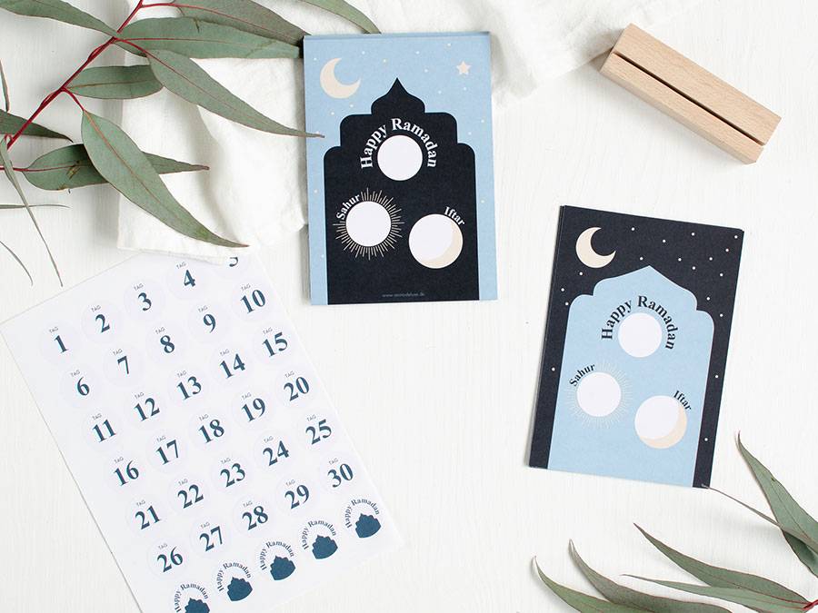 Renna Deluxe RAMADAN Kalender Karten für Sahur und Iftar Nur noch ein Tag übrig