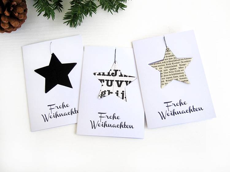 Renna Deluxe Frohe Weihnachten Karte mit Stern in schwarz Günstig kaufen